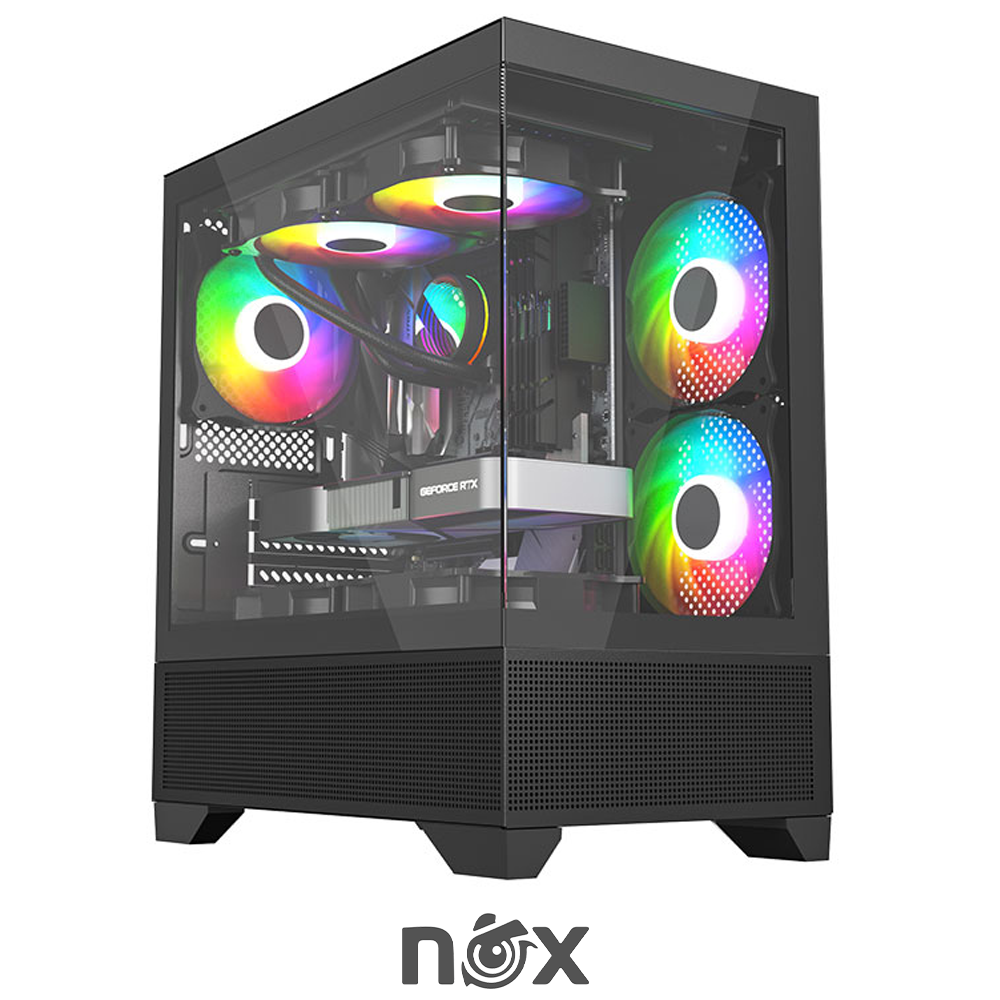 Boitier Gamer NOX RAVEN full Black MATX plus 3Pcs Fans M31-12cm ARGB